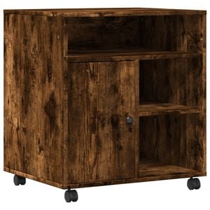 vidaXL Support d'imprimante avec roulettes ch&ecirc;ne fum&eacute; 60x50x67 cm