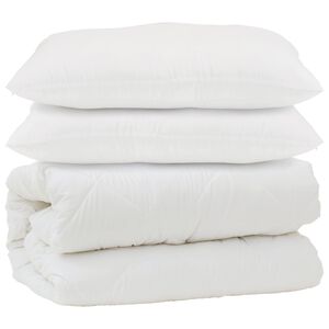 vidaXL Couette avec oreiller 3 pc Blanc Microfibre