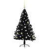 vidaXL Sapin de No&euml;l artificiel pr&eacute;-&eacute;clair&eacute; Noir 150 cm PVC