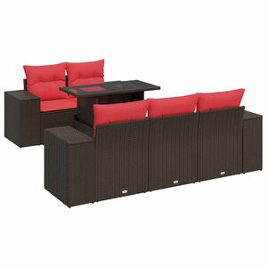 vidaXL Salon de jardin avec coussins 6pcs marron r&eacute;sine tress&eacute;e acacia