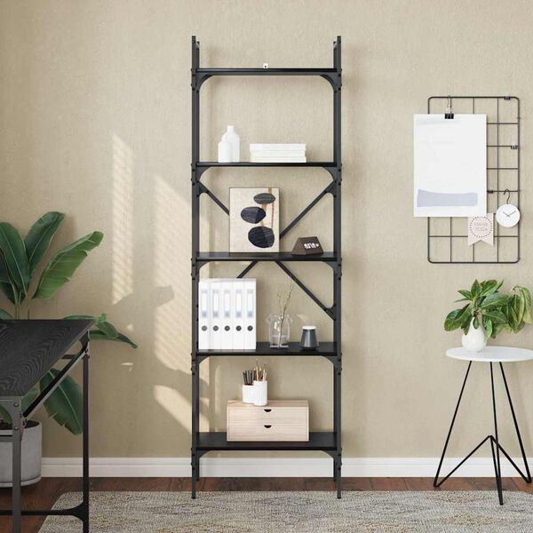 vidaXL Biblioth&egrave;que Ch&ecirc;ne noir 56 x 32 x 174 cm Bois d'ing&eacute;nierie