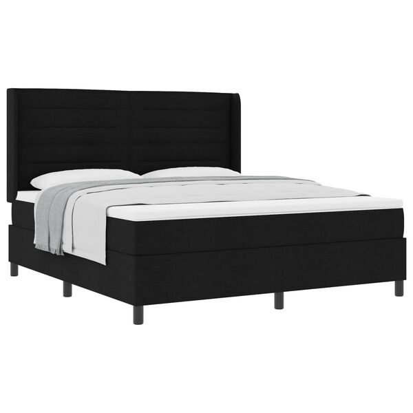 vidaXL Lit &agrave; ressorts avec matelas Noir 180 x 200 cm tissu