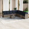 vidaXL Salon de jardin 10 pcs avec coussins gris r&eacute;sine tress&eacute;e