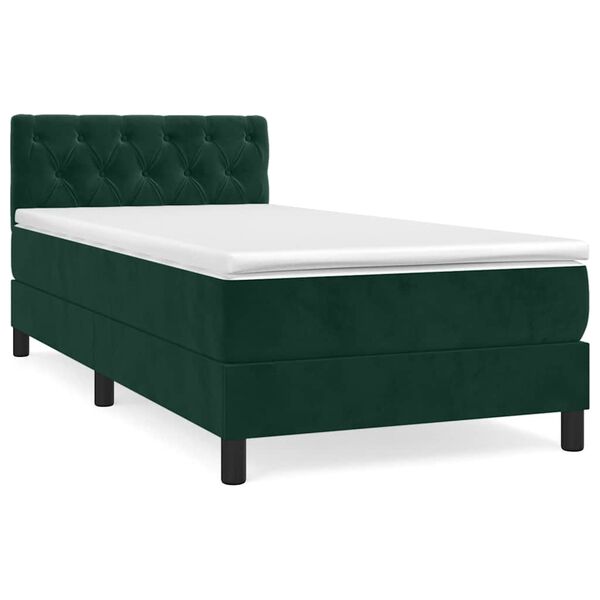 vidaXL Sommier &agrave; lattes de lit et matelas Vert fonc&eacute; 80x200 cm Velours
