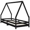 vidaXL Cadre de lit pour enfants noir 80x200 cm bois de pin massif