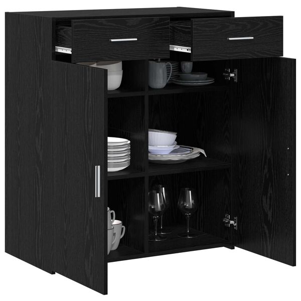 vidaXL Armoire de rangement avec tiroir Chêne noir 80 x 42.5 x 93.5 cm