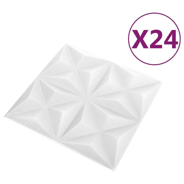 vidaXL Panneaux muraux 24 pcs Blanc Origami 50 x 50 cm Mousse XPS