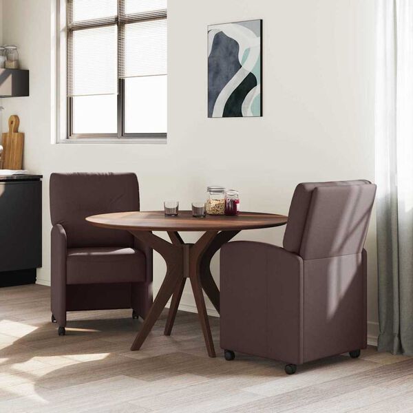 vidaXL Chaises de Salle à Manger avec Roues 2 pcs Marron foncé