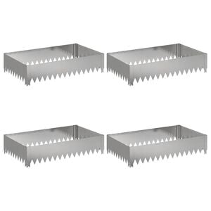 vidaXL Bordure de Pelouse 4 pcs 100 x 60 x 20 cm Acier Argent&eacute;