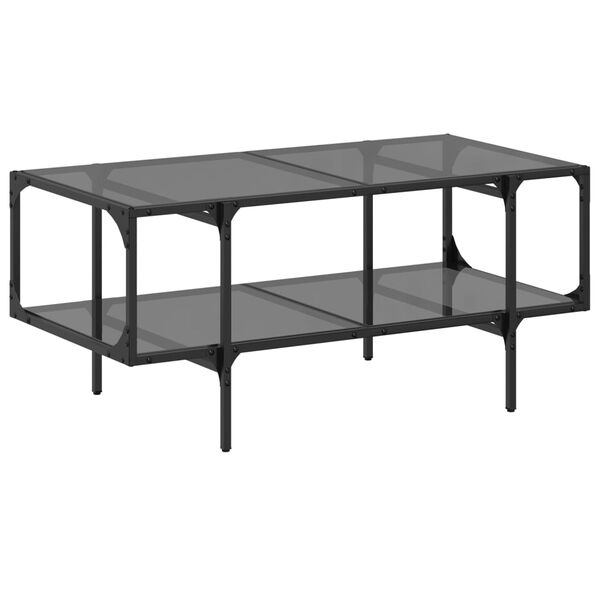vidaXL Table basse avec dessus en verre noir 98,5x50x45 cm acier