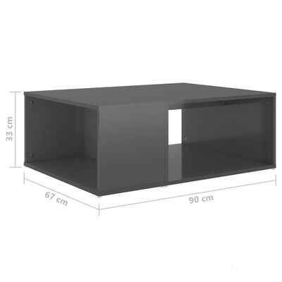 vidaXL Table basse Gris brillant 90x67x33 cm Aggloméré