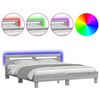 vidaXL Cadre de lit avec LED sans matelas sonoma gris 180x200 cm