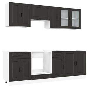 vidaXL Ensemble de 8 meubles de cuisine "Porto" en bois d'ing&eacute;nierie noir