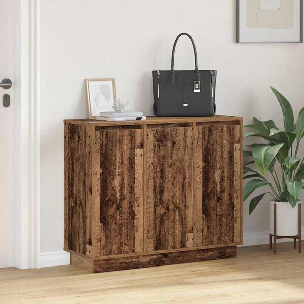 vidaXL Buffet LED Bois ancien 90 x 32 x 75 cm Bois d'ing&eacute;nierie