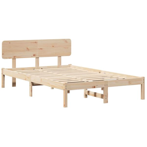 vidaXL Cadre de lit avec tête de lit Naturel 140 x 190 cm Pin massif