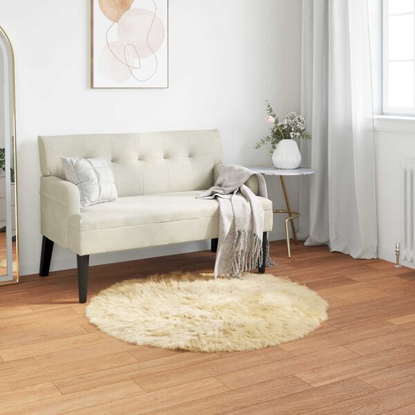 vidaXL Tapis en fausse Tafalla Cr&egrave;me &Oslash; 120 cm Polyester