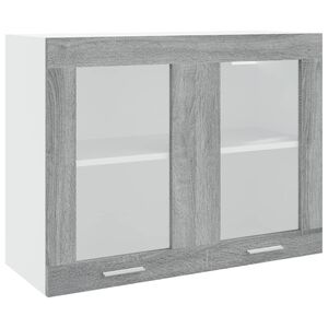 vidaXL Vitrine suspendue "Lyon" Gris Sonoma 80 x 31 x 60 cm Bois d'ing&eacute;nierie