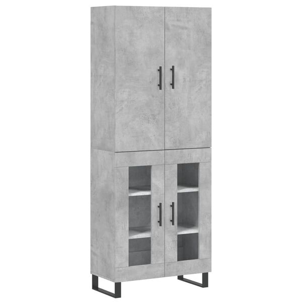 vidaXL Buffet haut Gris b&eacute;ton 69,5x34x180 cm Bois d'ing&eacute;nierie