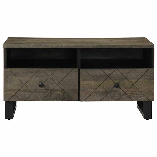 vidaXL Table basse noir 80x54x40 cm bois massif de manguier