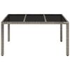 vidaXL Table de jardin dessus en verre Gris 150x90x75cm R&eacute;sine tress&eacute;e