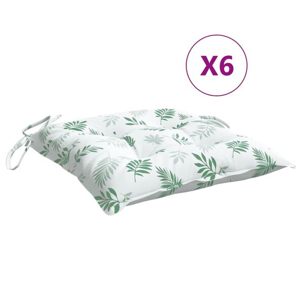 vidaXL Coussins de chaise lot de 6 &agrave; motif de feuilles 40x40x7cm tissu