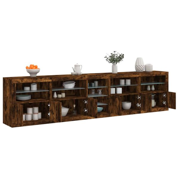 vidaXL Buffet avec lumi&egrave;res LED ch&ecirc;ne fum&eacute; 283x37x67 cm