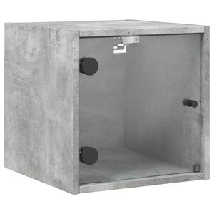 vidaXL Table de chevet avec porte en verre gris b&eacute;ton 35x37x35 cm