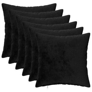 vidaXL Coussin de jet&eacute; 6 pc HEERLEN Noir 40 x 40 cm Flanelle