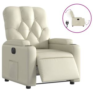 vidaXL Fauteuil inclinable &eacute;lectrique Cr&egrave;me Similicuir