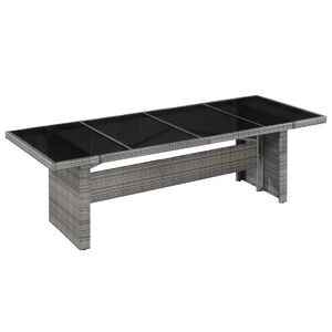 vidaXL Table de jardin 240x90x74 cm R&eacute;sine tress&eacute;e et verre