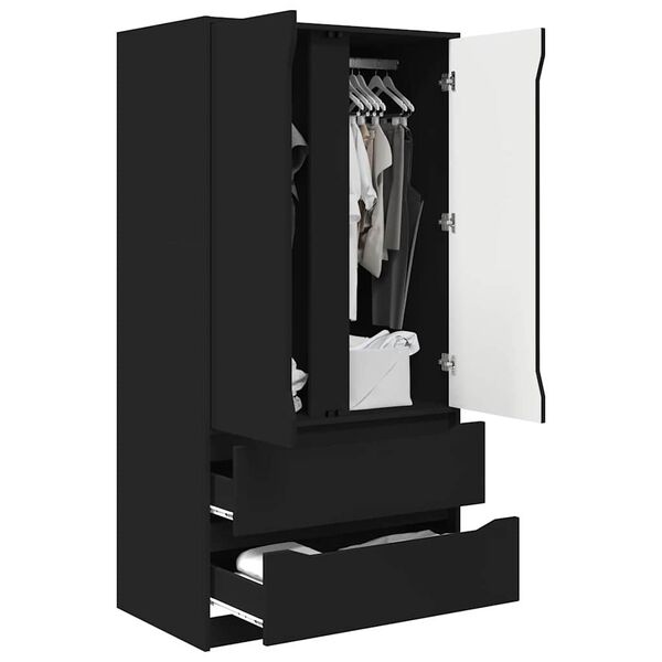 vidaXL Cabinet de salle de bain avec tiroir Noir 79,5 x 49 x 156 cm