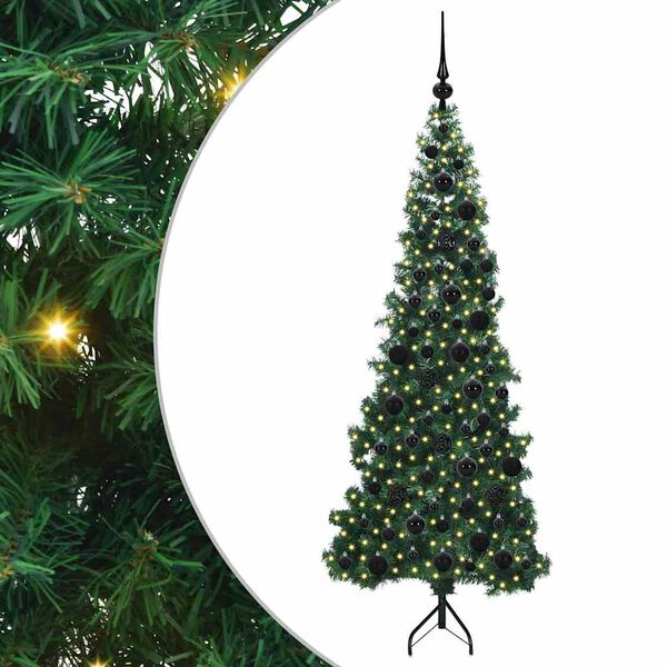 vidaXL Arbre de No&euml;l artificiel d'angle Vert 180 cm PVC et m&eacute;tal