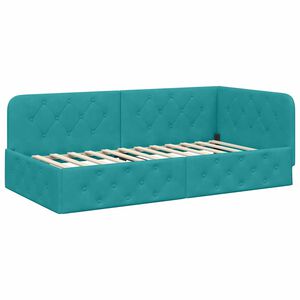 vidaXL Cadre de lit d'angle Turquoise 90 x 200 cm Velours