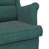 vidaXL Fauteuil &agrave; bascule &agrave; oreilles en velours vert fonc&eacute; bois massif