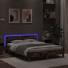 vidaXL Cadre de lit avec LED sans matelas ch&ecirc;ne marron 140x190 cm