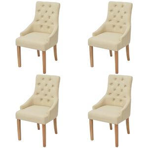 vidaXL Chaises &agrave; manger lot de 4 cr&egrave;me tissu