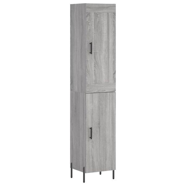 vidaXL Buffet haut Sonoma gris 34,5x34x180 cm Bois d'ing&eacute;nierie