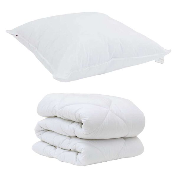vidaXL Couette avec oreiller 2 pcs Blanc Microfibre