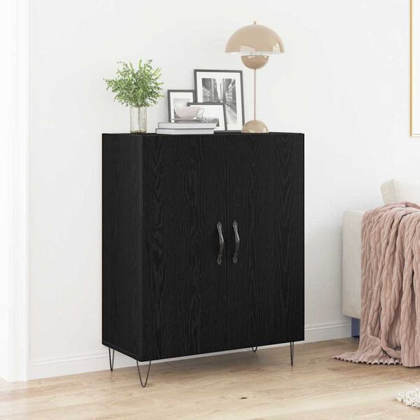 vidaXL Buffet Ch&ecirc;ne noir 69,5 x 34 x 90 cm Bois d'ing&eacute;nierie