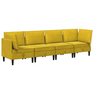 vidaXL Ensemble de meubles pour le salon 4 pc Jaune Velours
