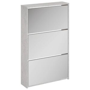 vidaXL Armoire &agrave; chaussures miroir 3 niveaux Gris b&eacute;ton 63x17x102,5 cm
