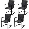 vidaXL Chaises &agrave; manger cantilever lot de 4 noir similicuir