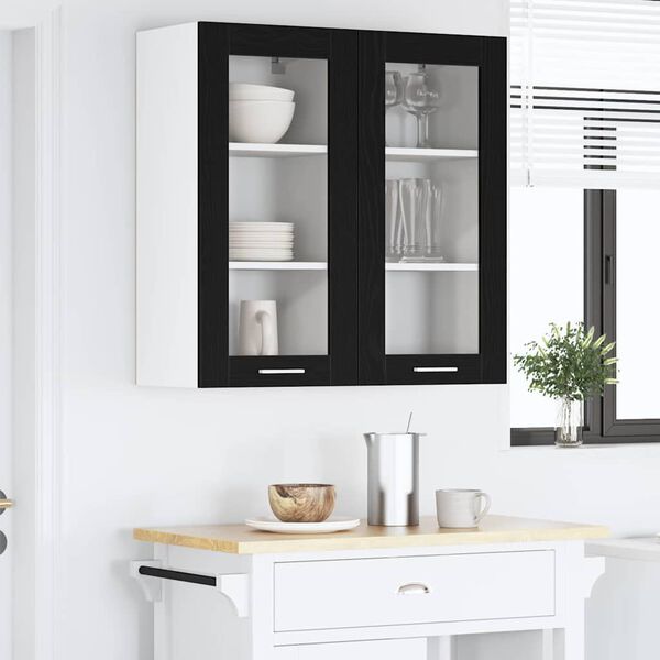 vidaXL Armoire suspendue Ch&ecirc;ne noir 40 x 31 x 80 cm Bois d'ing&eacute;nierie