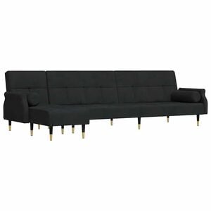 vidaXL Canap&eacute;-lit en forme de L noir 271x140x70 cm velours