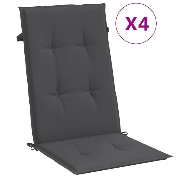vidaXL Coussins de chaise à dossier haut lot de 4 anthracite mélangé
