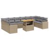 vidaXL Salon de jardin 11 pcs avec coussins beige r&eacute;sine tress&eacute;e