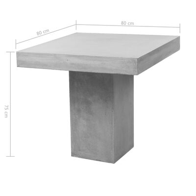 vidaXL Table de jardin Gris 80x80x75 cm Béton