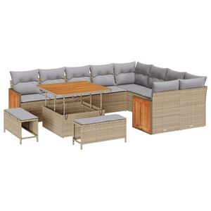 vidaXL Ensemble de canap&eacute; de jardin 12 pcs Beige et Gris clair