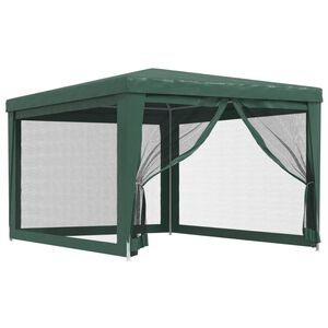 vidaXL Tente de f&ecirc;te avec 4 parois lat&eacute;rales en maille Vert 3x4 m PEHD