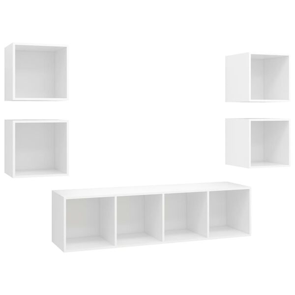 vidaXL Ensemble de meuble TV 5 pcs Blanc Bois d'ing&eacute;nierie